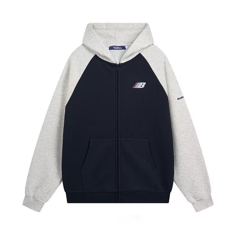 Retro Raglan Cardigan Hoodie Men's Autumn And Winter New