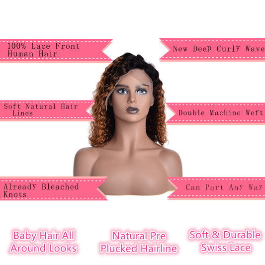 Full Headgear Style Natural Fluffy Bobo Head Short Curly Hair Cover
