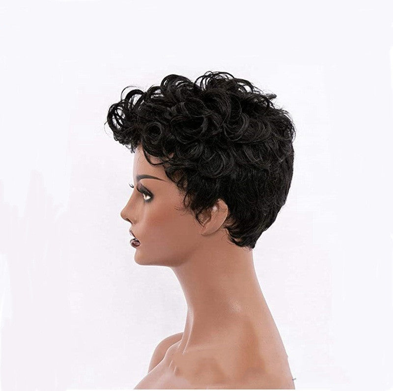 African Wig Short Curly Hair Female Fluffy Natural Short Curly Hair
