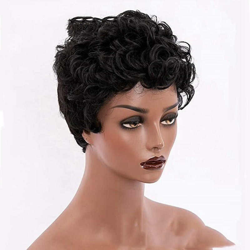 African Wig Short Curly Hair Female Fluffy Natural Short Curly Hair