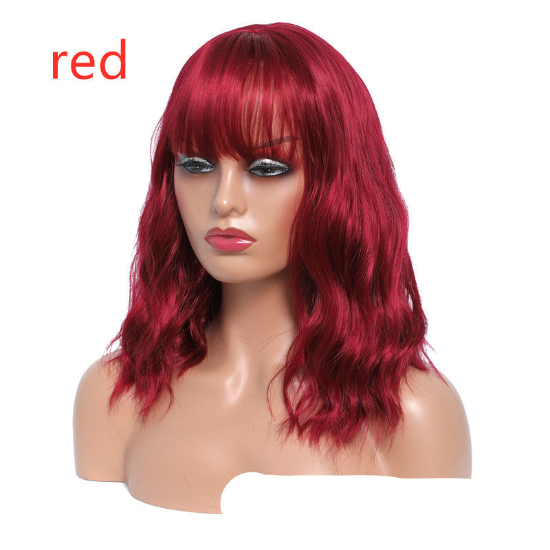 Wig Cover Air Liuhaihai Corrugated Mid-Length Curly Hair Chemical Fiber Head Cover