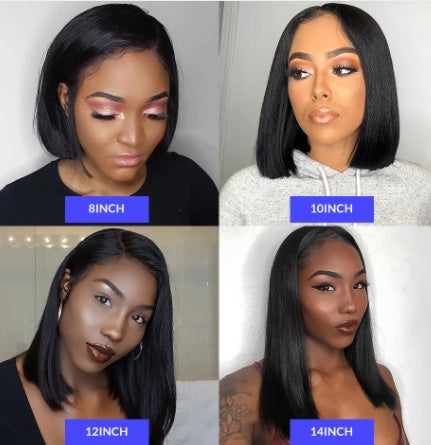 Wig Female Short Straight Hair Side Bobo Head Simulation Scalp Supple Natural Chemical Fiber Headgear