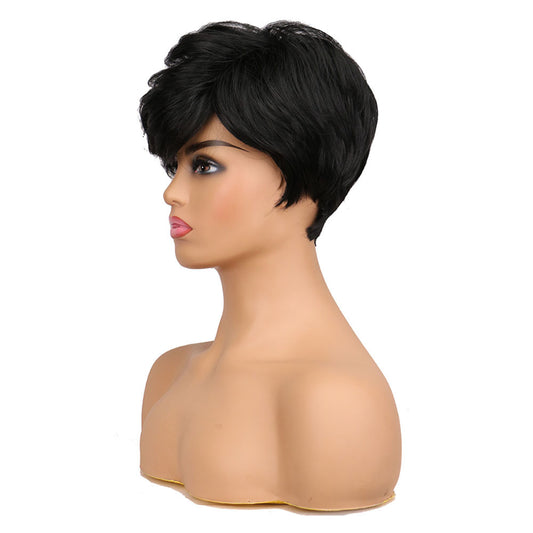 Popular Fashion Ladies With Short Curly Hair And Oblique Bangs