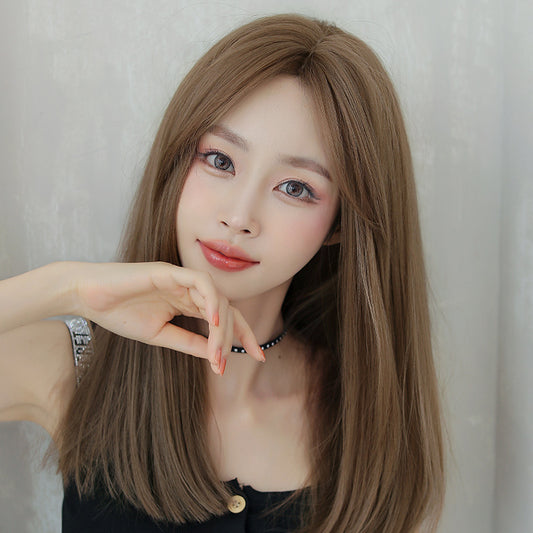 Women's Long Hair, Natural Clavicle Straight Hair Wig Headgear