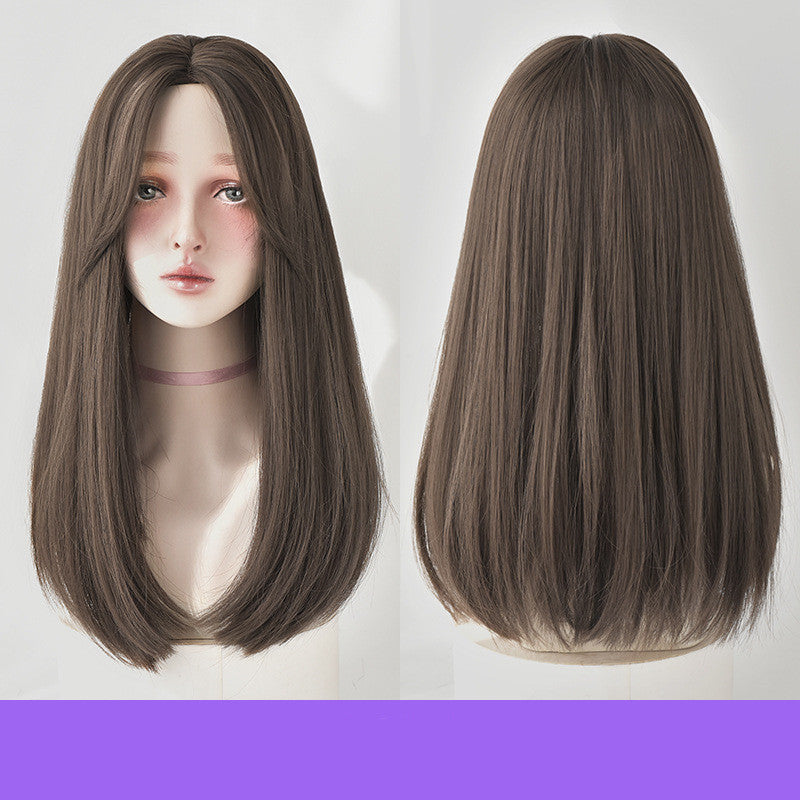 Women's Long Hair, Natural Clavicle Straight Hair Wig Headgear