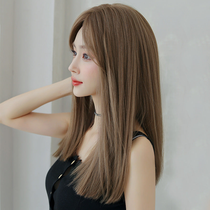 Women's Long Hair, Natural Clavicle Straight Hair Wig Headgear