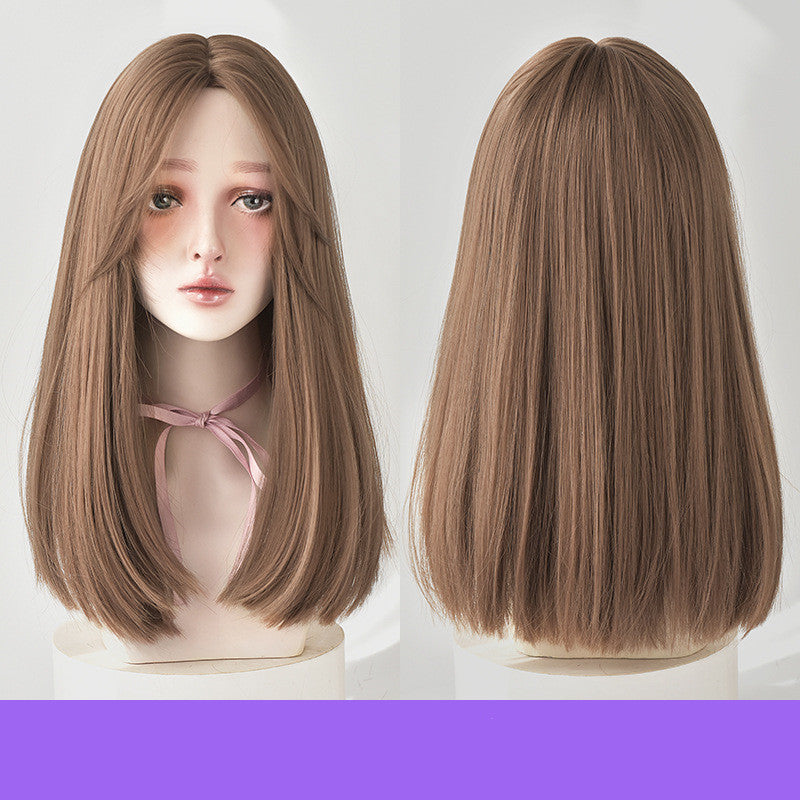 Women's Long Hair, Natural Clavicle Straight Hair Wig Headgear