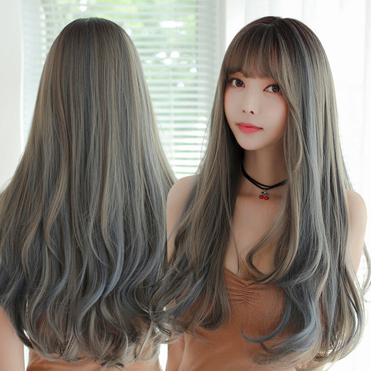 Wig Female Long Curly Hair Realistic Chemical Fiber High Temperature Silk Wig Headgear