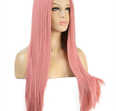 Mid-Section Long Straight High Temperature Silk Machine Wig