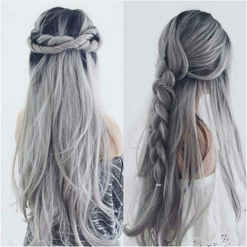 Dyed Gradient Black And Gray Mid-length Curly Hair