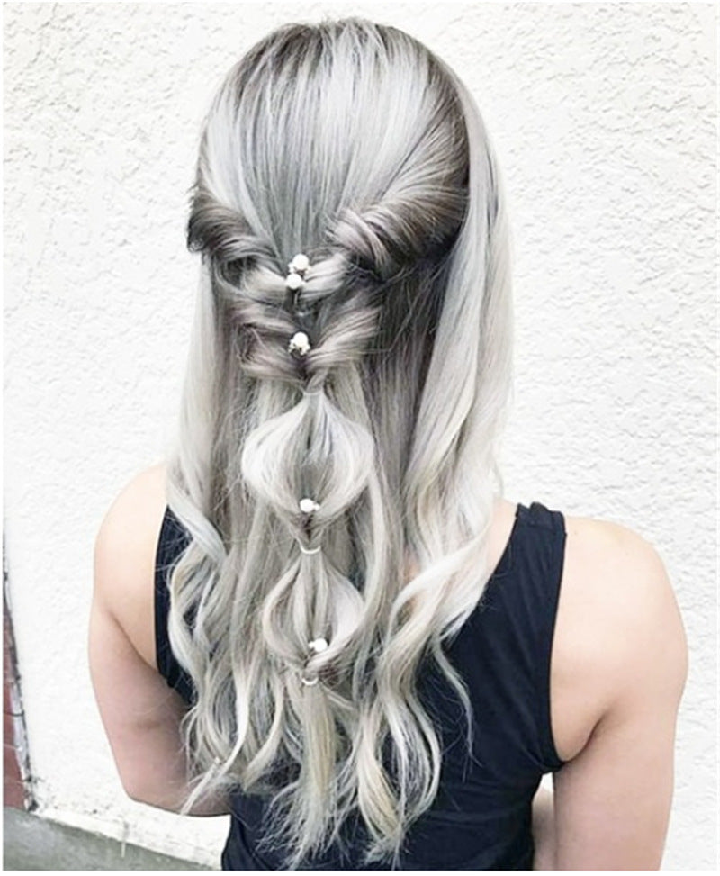Dyed Gradient Black And Gray Mid-length Curly Hair