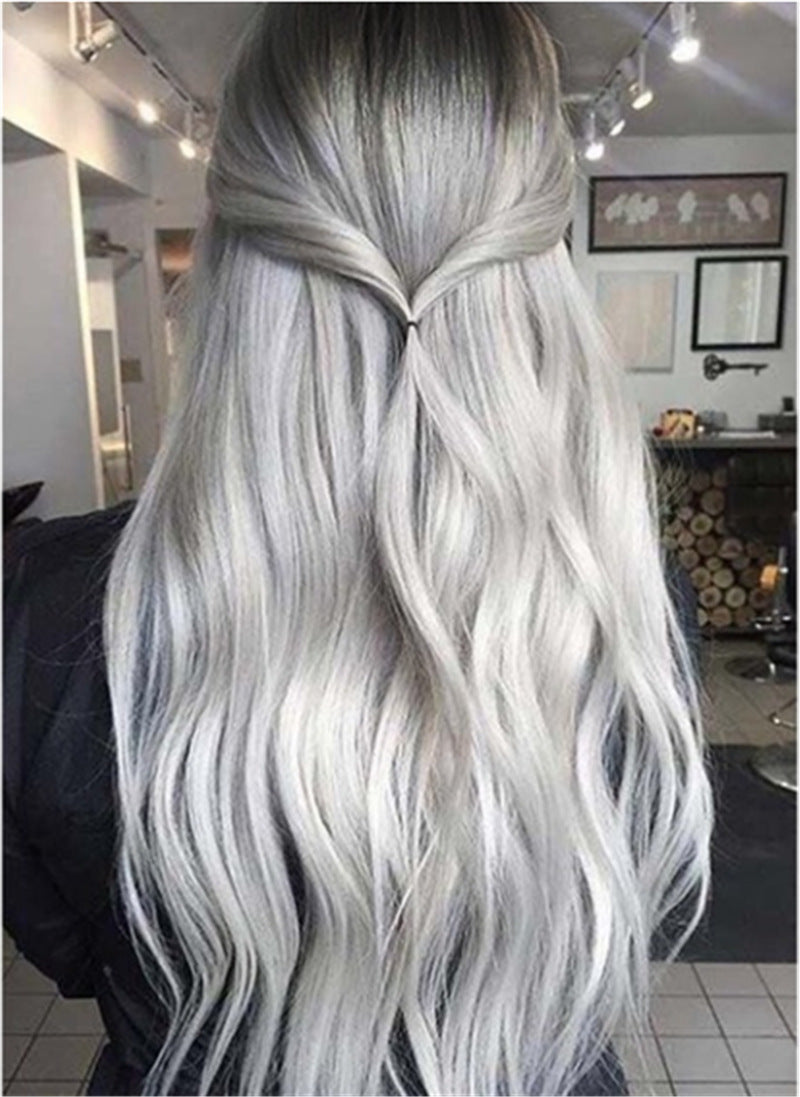 Dyed Gradient Black And Gray Mid-length Curly Hair