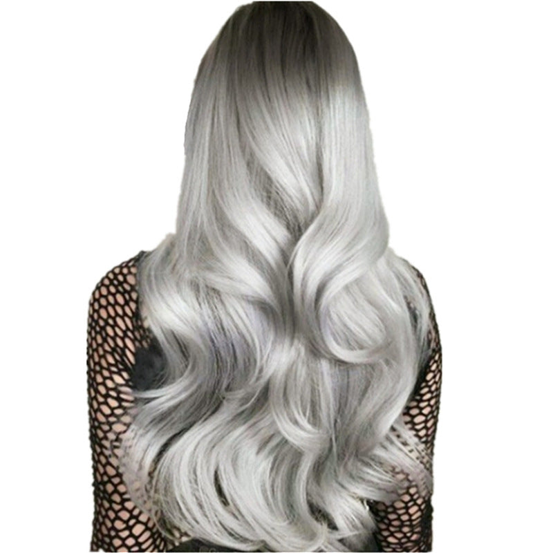 Dyed Gradient Black And Gray Mid-length Curly Hair