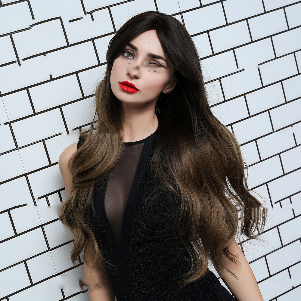 Women's Chemical Fiber Wig, Gradient Gold On The Top Of The Head