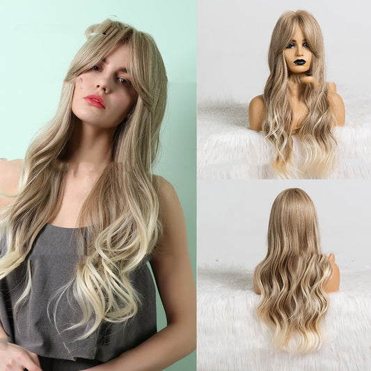 Women's Chemical Fiber Wig, Gradient Gold On The Top Of The Head