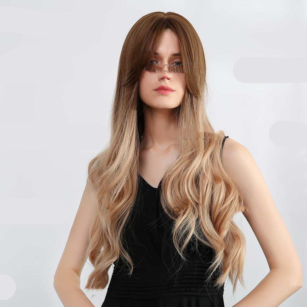 Women's Chemical Fiber Wig, Gradient Gold On The Top Of The Head