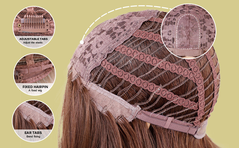Brown Gradient Eight-character Bangs Lady's Mechanism Wig Headgear