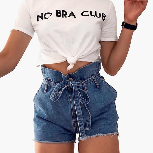 Flower bud high waist Denim Short