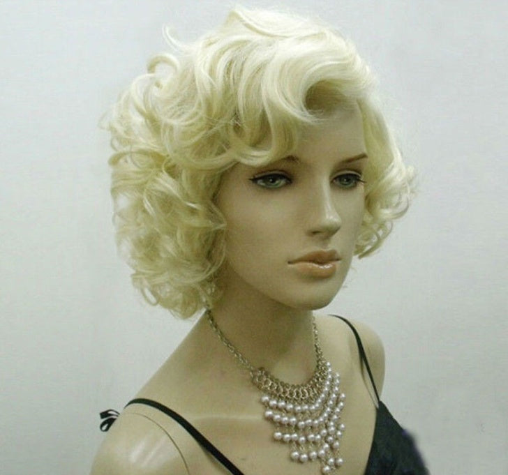 Cos  Short Paragraph Pale Gold Curly Hair Wig