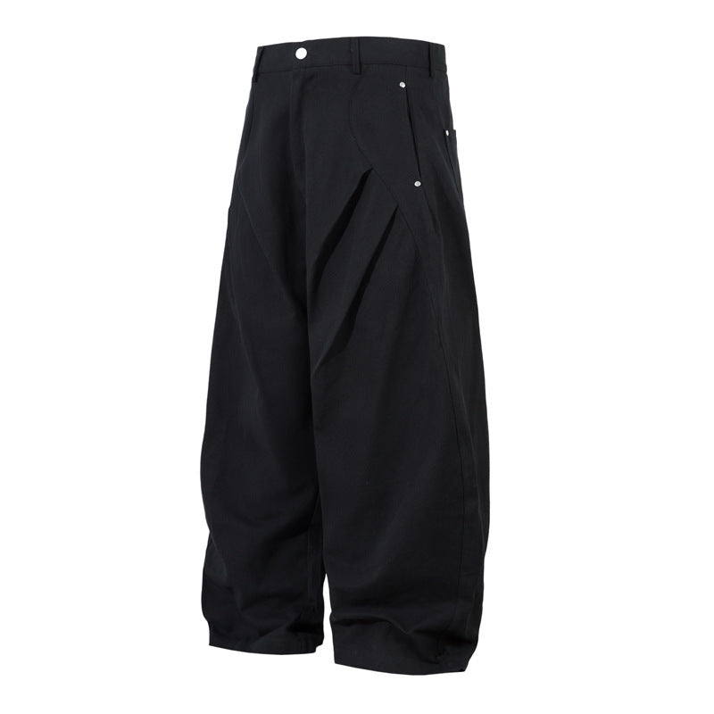 Pleated Machete Casual Pants Men's Loose-fitting Wide-leg Trousers