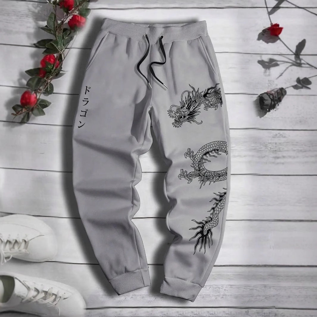 Dark Printed Loose Men's And Women's Lace-up Sweatpants
