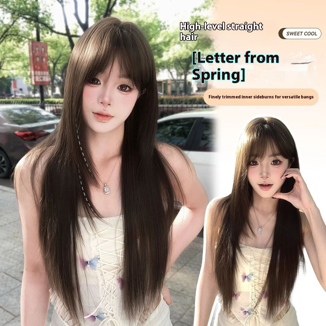 Wig High-level Black Tea Simulation Increase Hair Amount Natural Sweet Girl Hair Replacement