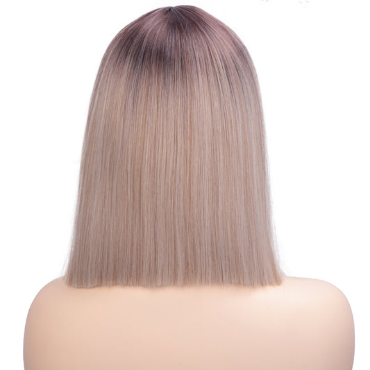 Fashionable gradient mid-length long straight wig