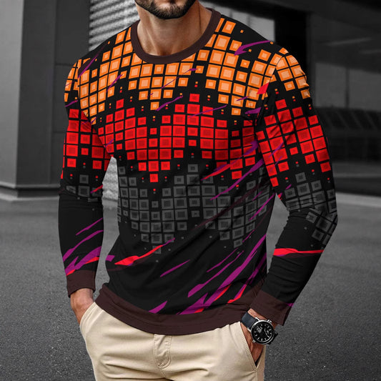 Men's Long Sleeve Simple Trendy Round Neck