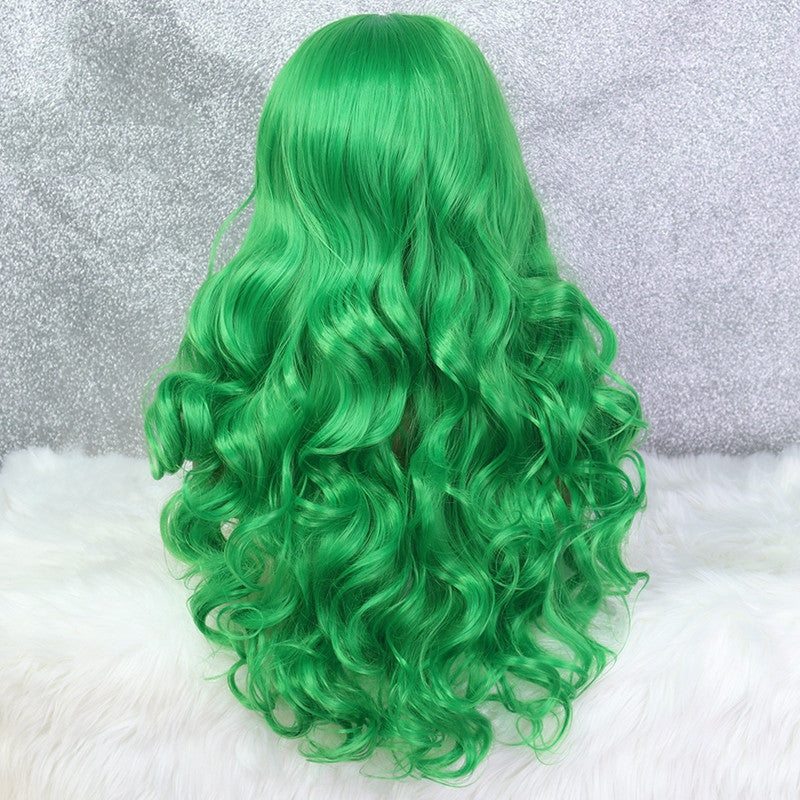 Women's Green Big Wave Chemical Fiber Front Lace Wig Headgear