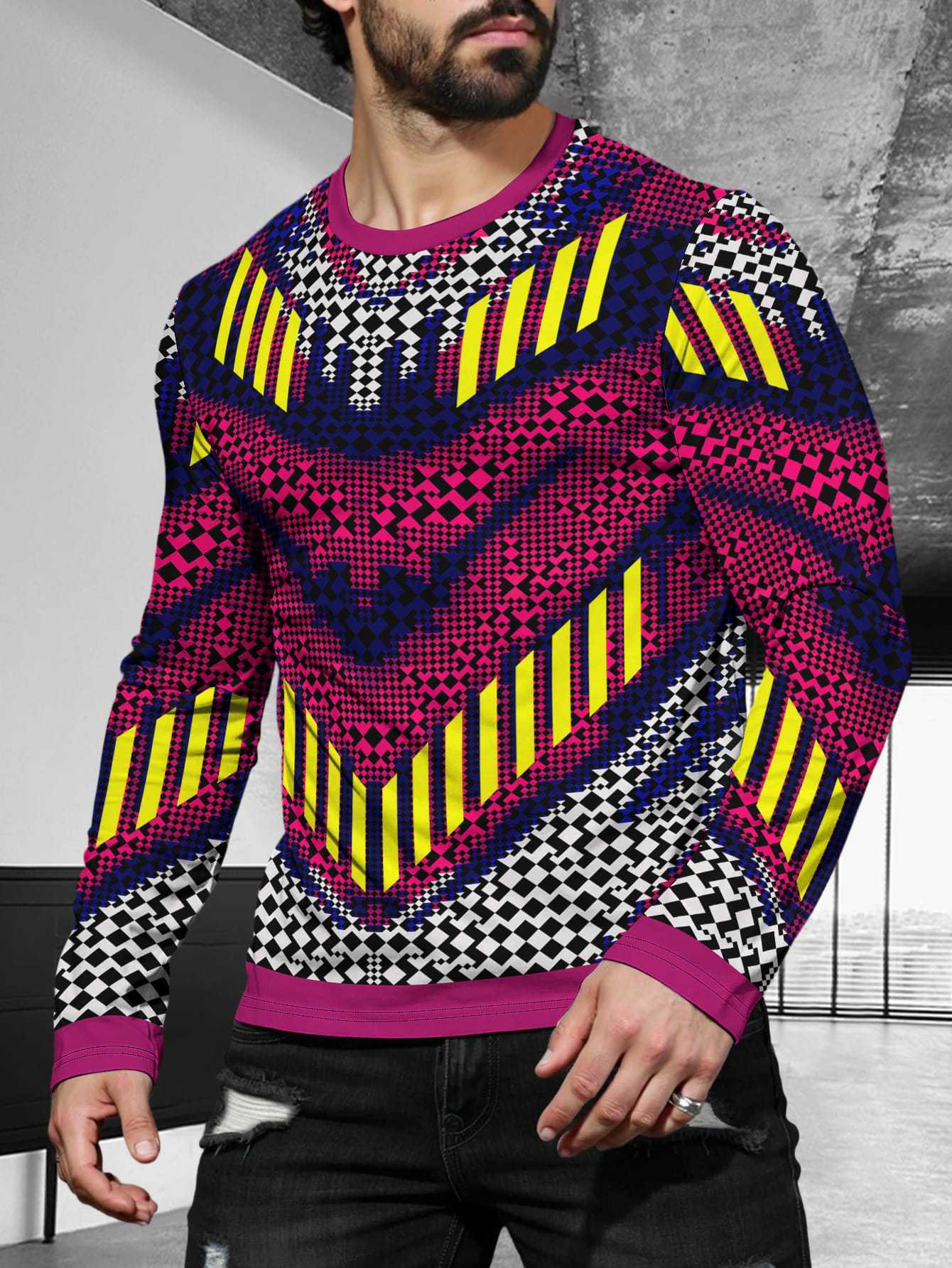 Men's Long Sleeve Simple Trendy Round Neck