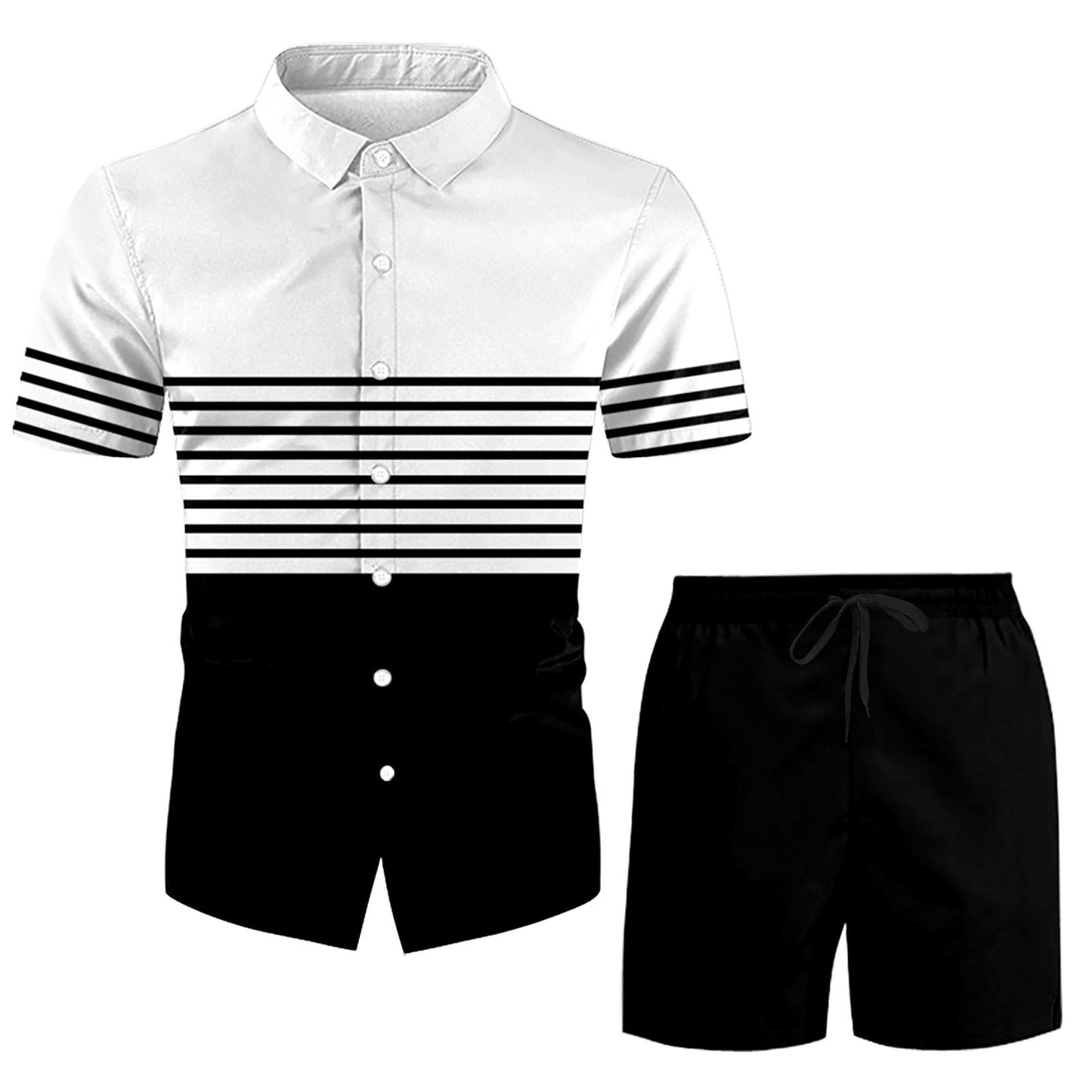 Digital Printing Men's Casual Short Sleeve Suit