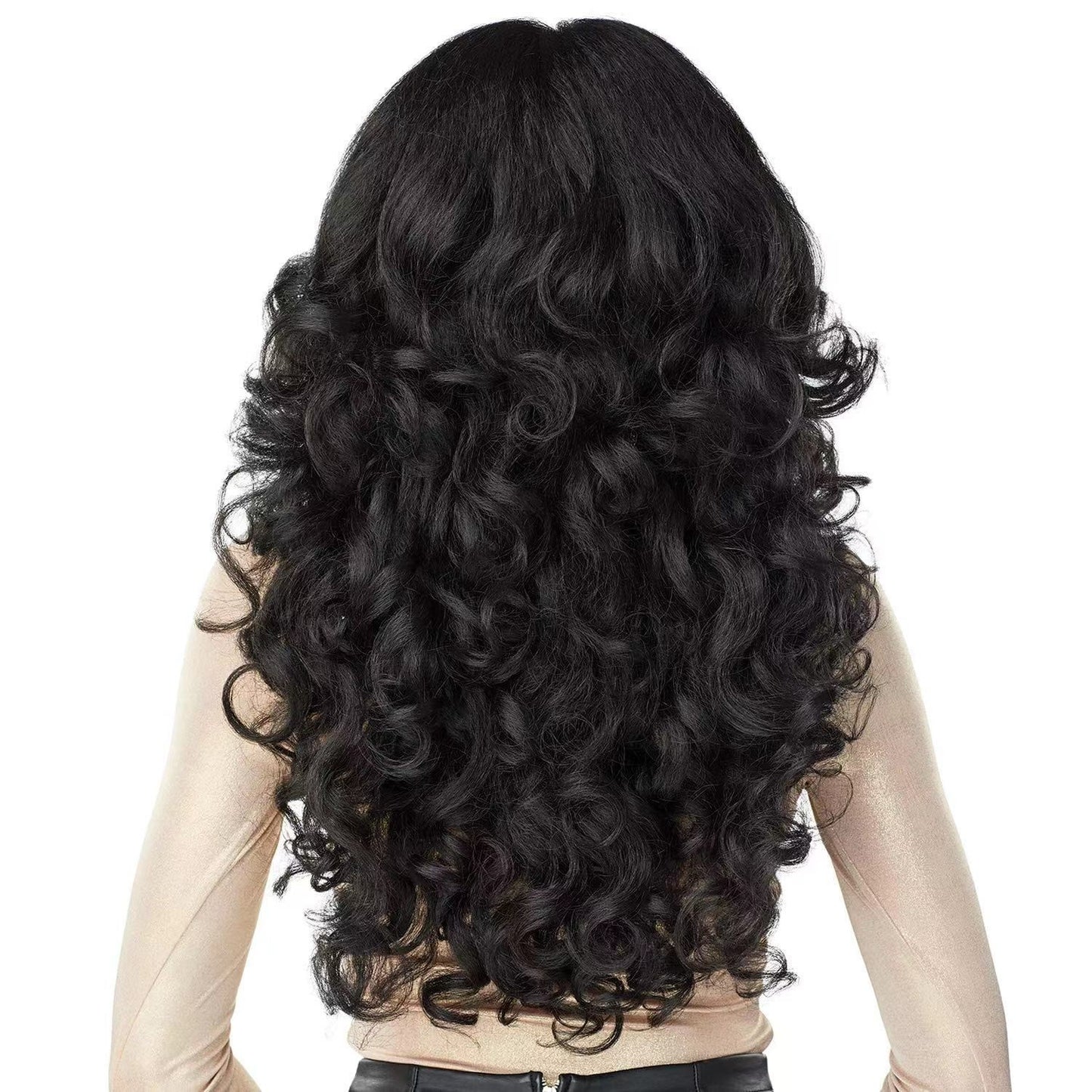 Fluffy Lace Wig Long Curly Head Cover