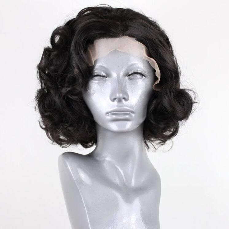 Black Fluffy Big Wave Long Rolled Chemical Fiber Wig