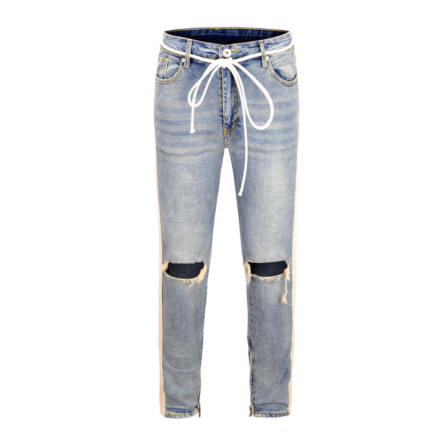 Elastic ripped jeans with small feet