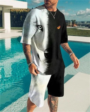 Short-sleeved Shorts Two-piece Sports And Leisure Men's Suit