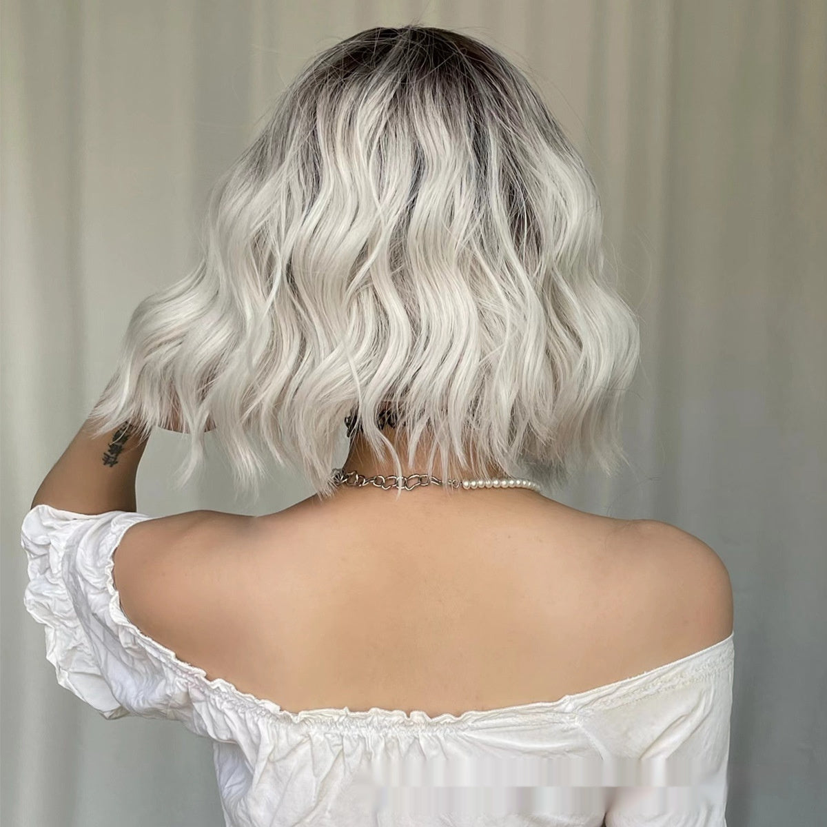 European And American Style Wig White Gold Color Short Curly Hair