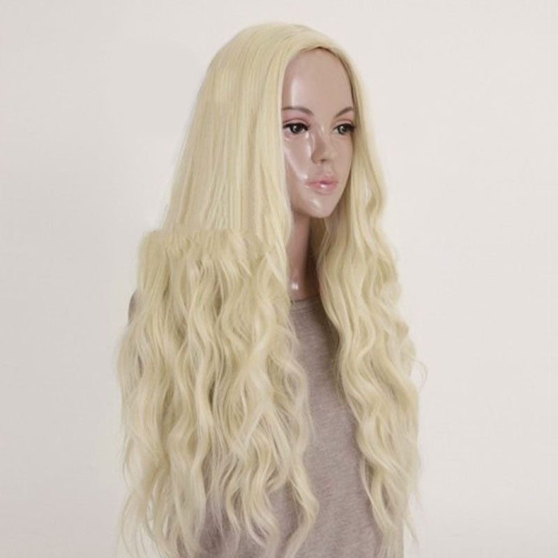 European And American Wig Women's Light Gold Corn Perm Set