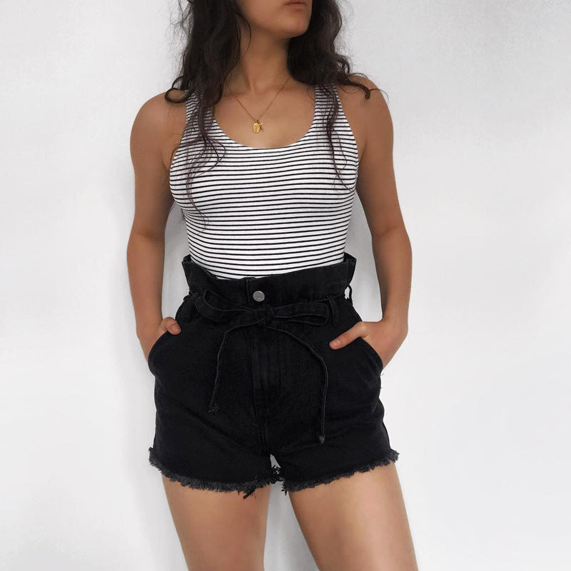Flower bud high waist Denim Short