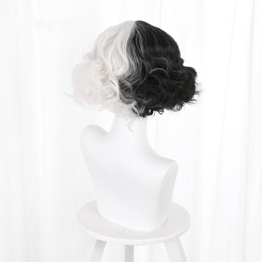 Half Black Half White Cos Wig