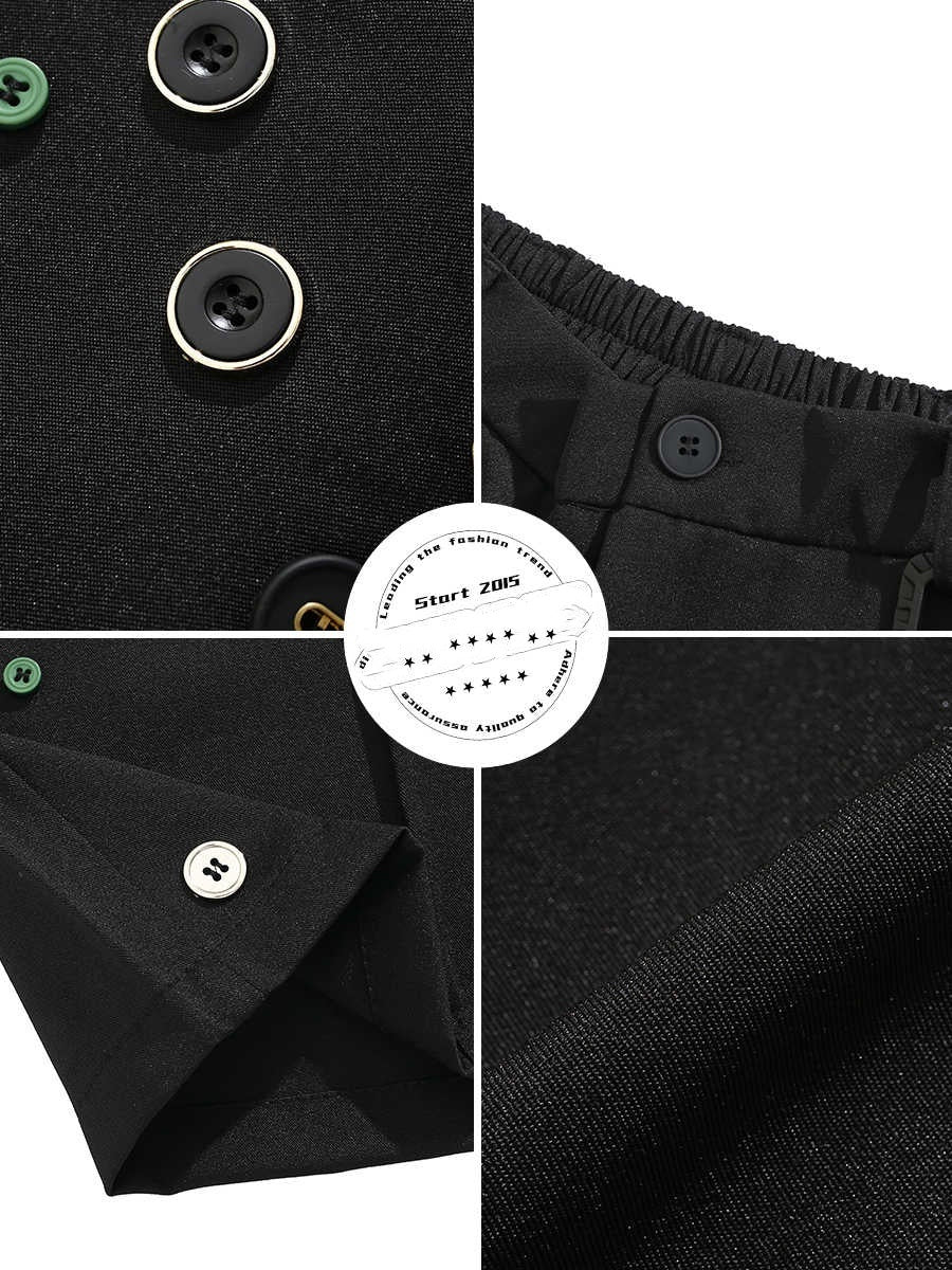 Color Button Semi-elastic Shorts