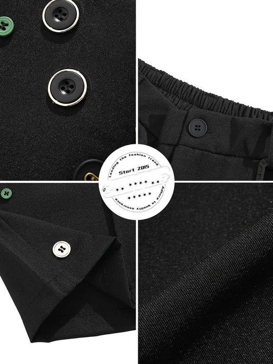 Color Button Semi-elastic Shorts