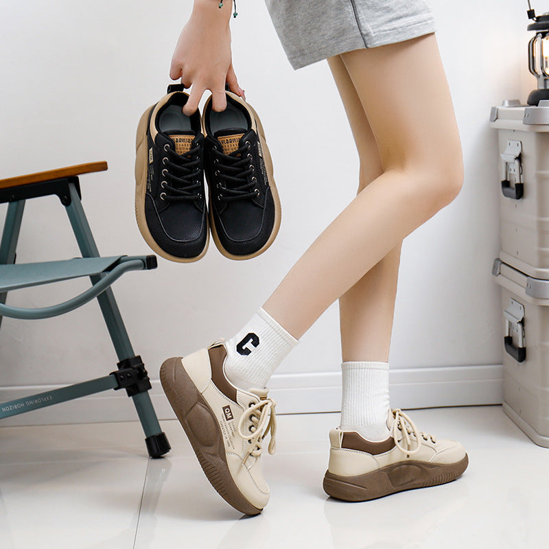 Lace Up Round Toe Platform Sneakers