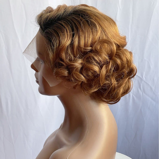 Short Curly Hair Front Lace Fluffy Large Volume