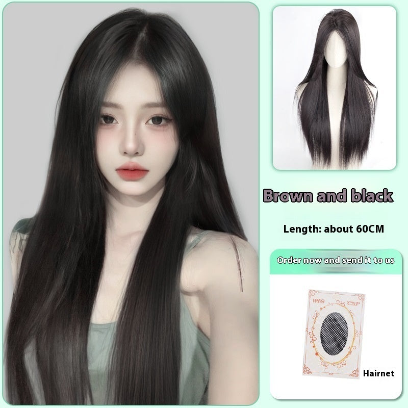 Female Full-head Wig Forehead Lace Seamless Fluffy Wig