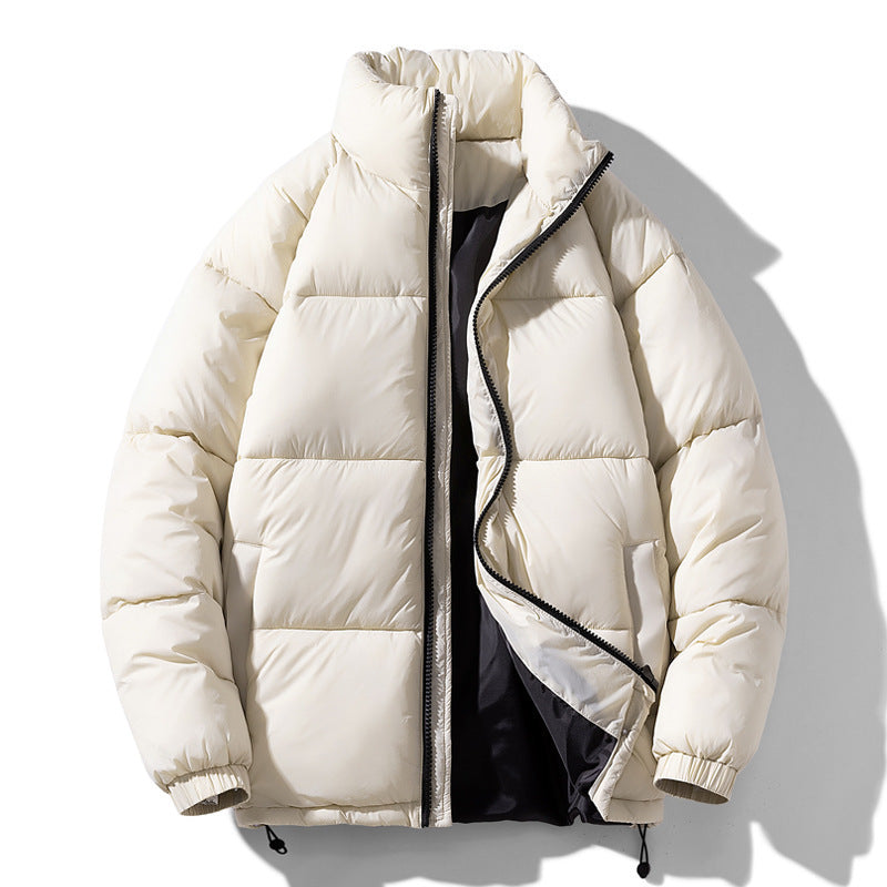 Pine Solid Color Stand Collar Winter Men's Cotton Jacket Fashionable Jacket