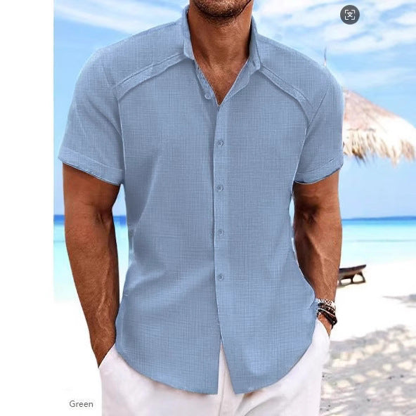 Hawaiian Casual Short Sleeve Solid Color