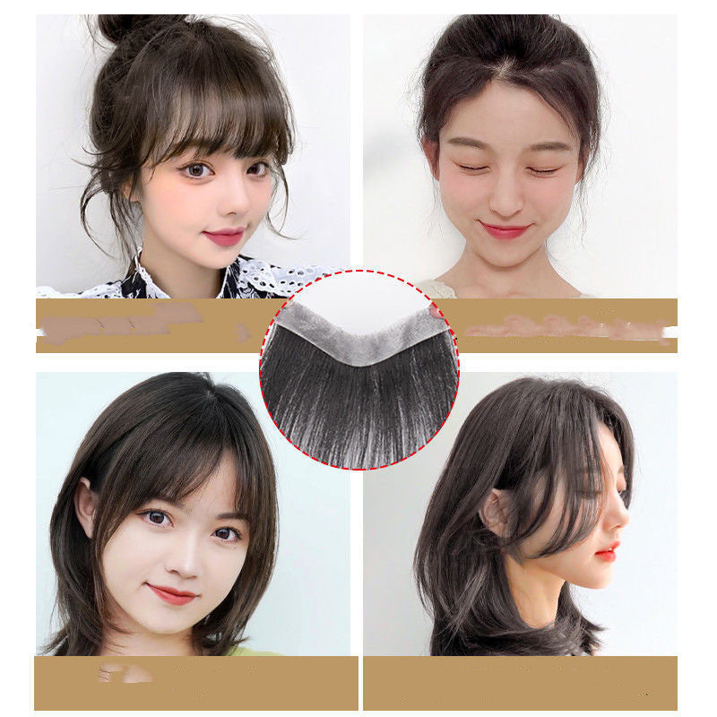 Women's Forehead Replacement With Bangs Biological Scalp Wig