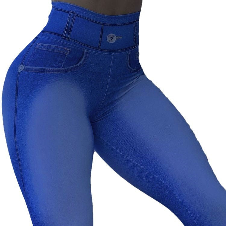 High Waist Camouflage Slim Fashion Button Stitching Casual Feet Trousers