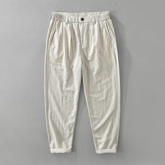 Men's Loose Simple Retro Literary Straight Cotton Linen Pants