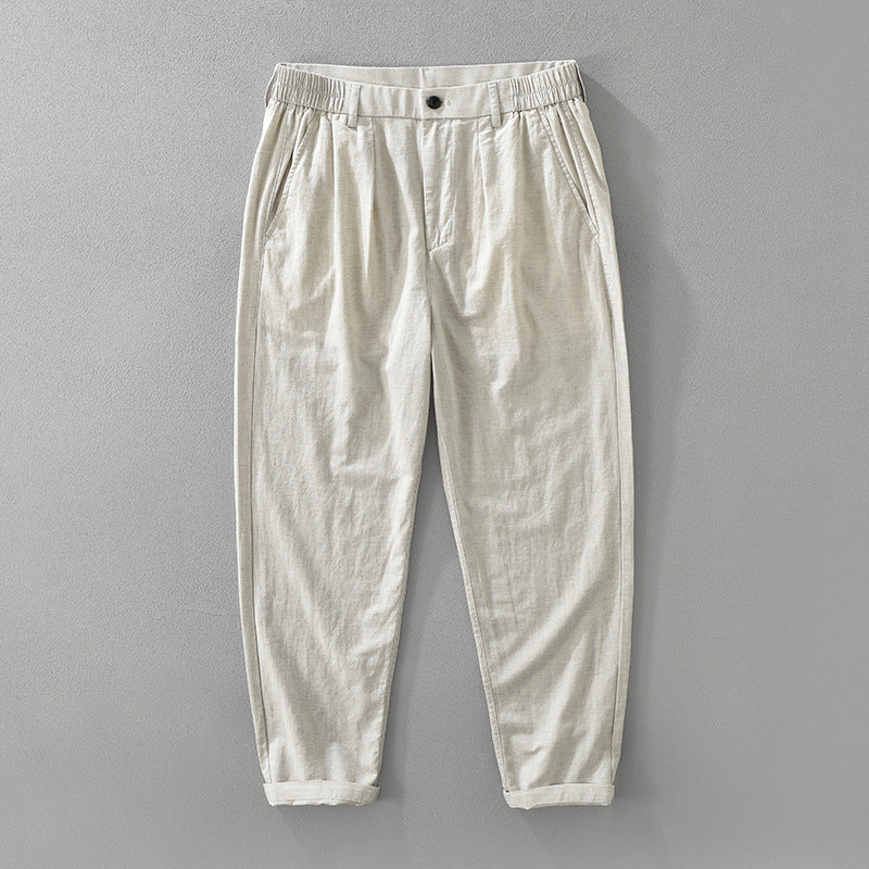 Men's Loose Simple Retro Literary Straight Cotton Linen Pants